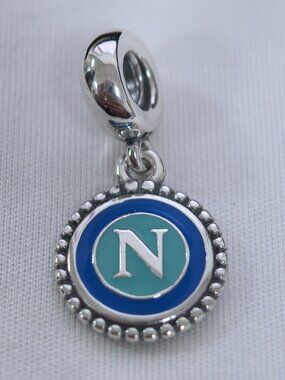 Pandora Napoli SSC Football Soccer Logo Team Moments Charm, S925 Silver Jewelry